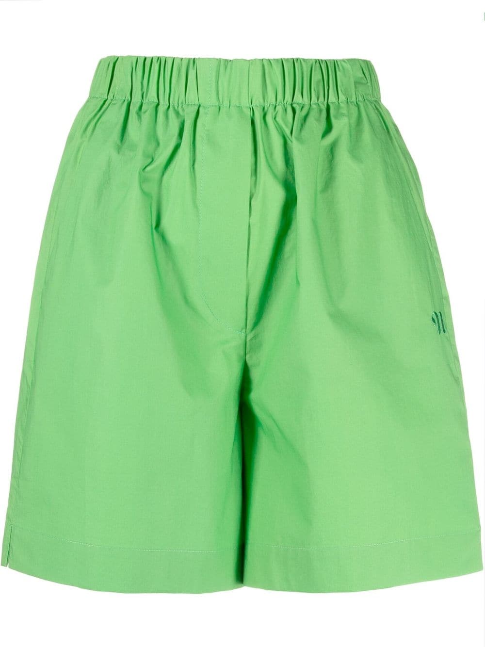 nanushka short en coton à taille élastiquée - vert