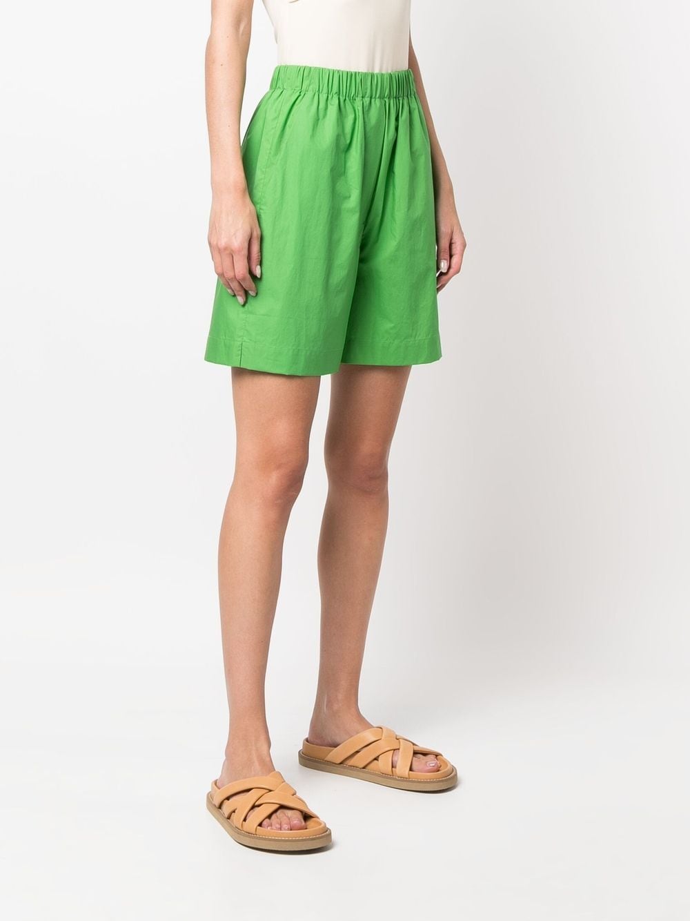 Shop Nanushka Elasticated-waistband Cotton Shorts In Green