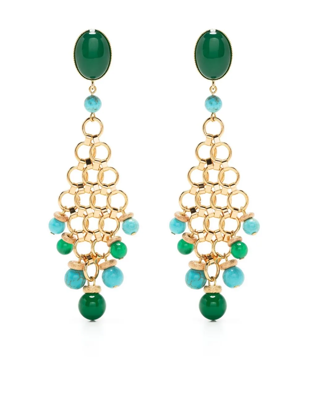 

Melissa Kandiyoti beaded honeycomb drop earrings - Blue