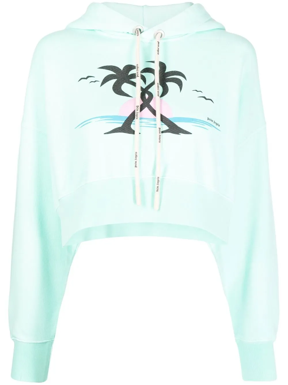 Palm Angels graphic-print drawstring hoodie - Green