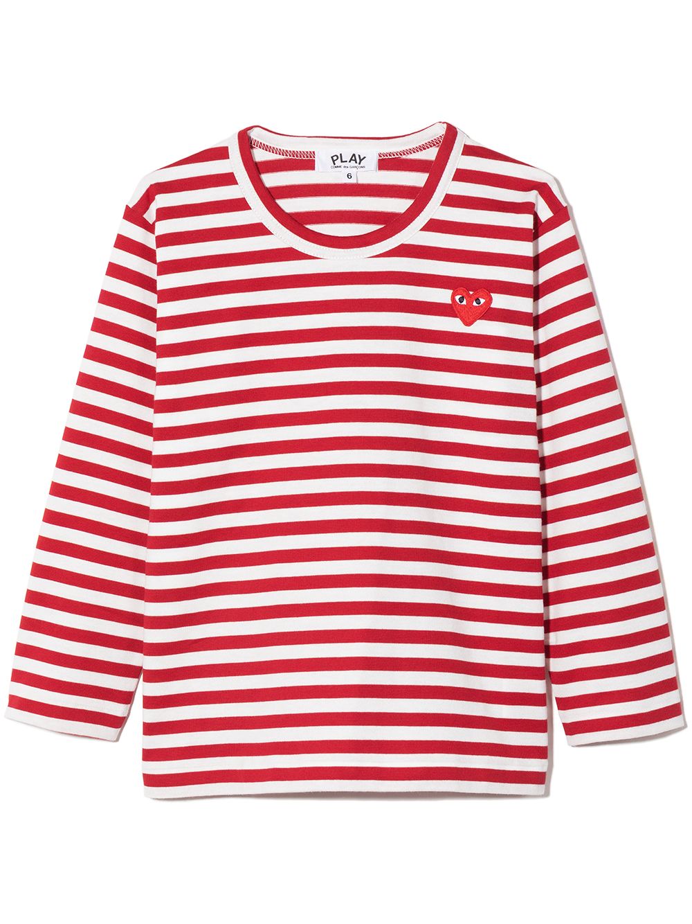 

Comme Des Garçons Play Kids logo-patch striped long-sleeve T-shirt - Red