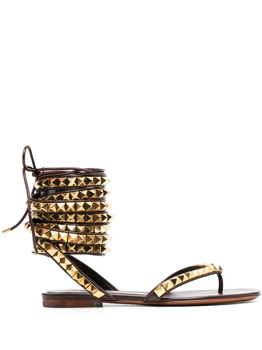 

Valentino Garavani Rockstud Roman knee tie sandals - Brown