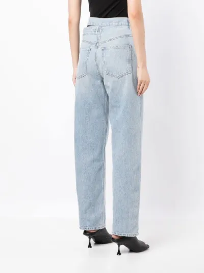 high-waisted straight-leg jeans 