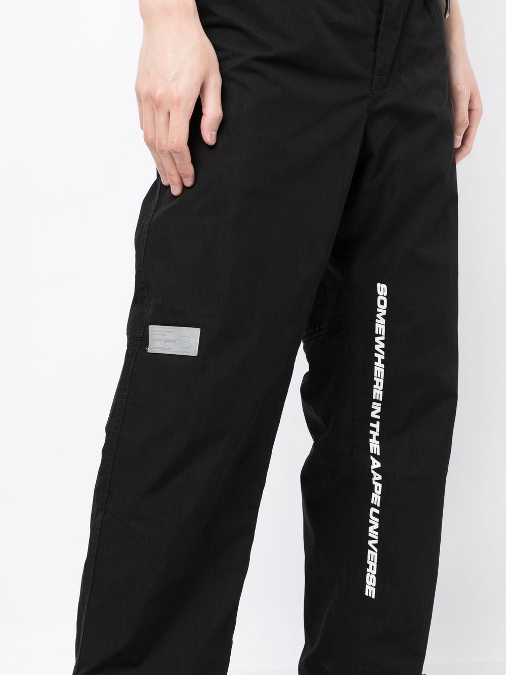 Shop Aape By A Bathing Ape Logo-print Straight-leg Pants In Schwarz