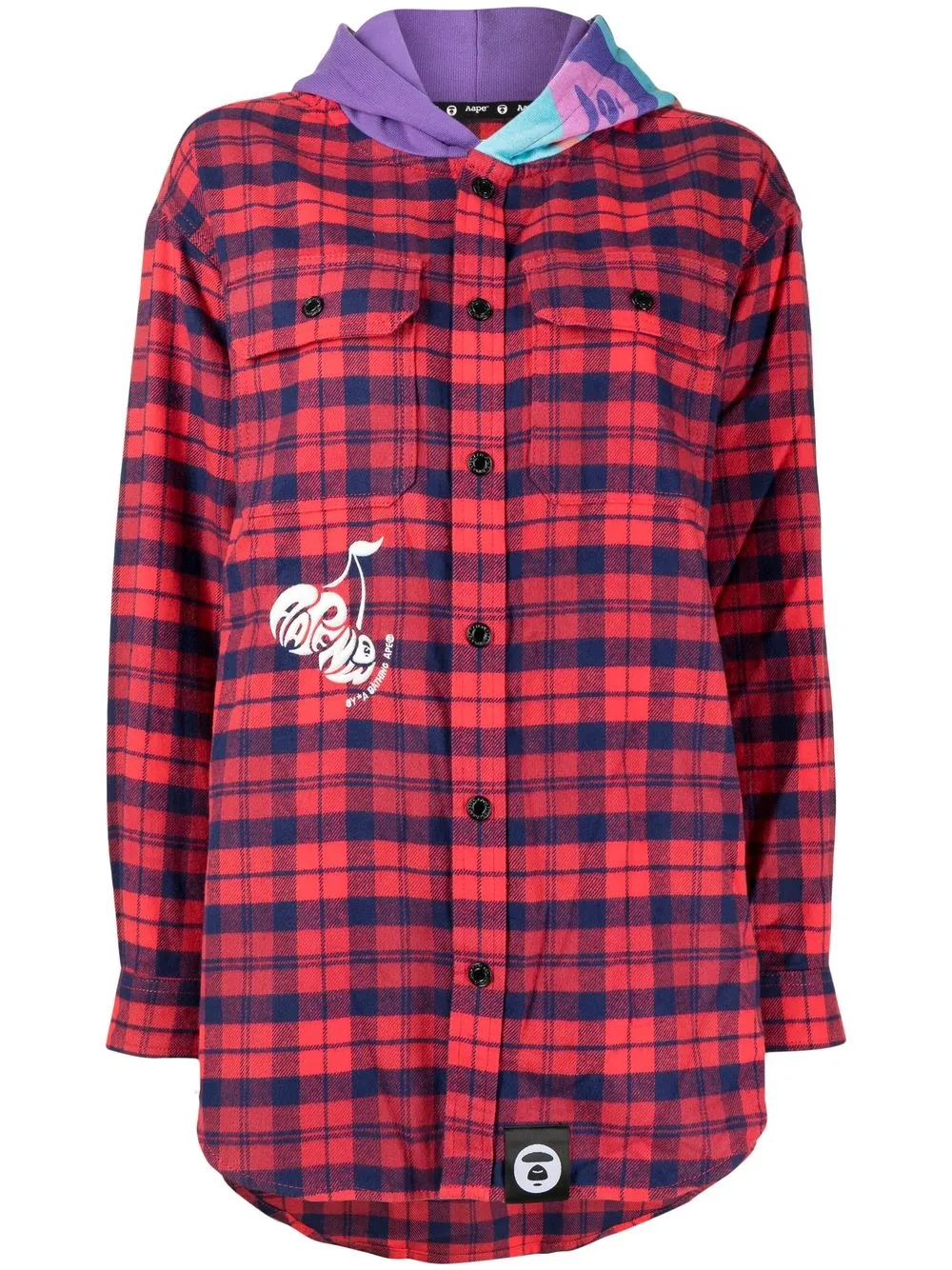 

AAPE BY *A BATHING APE® camisa con capucha y cuadros estampados - Rojo