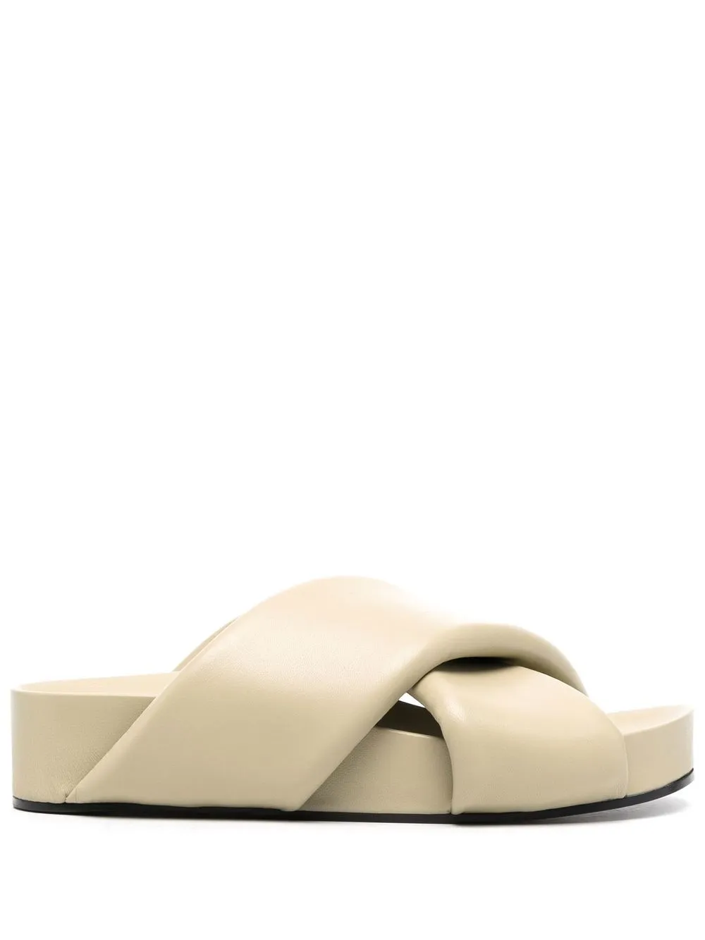 

Jil Sander padded leather slides - Green
