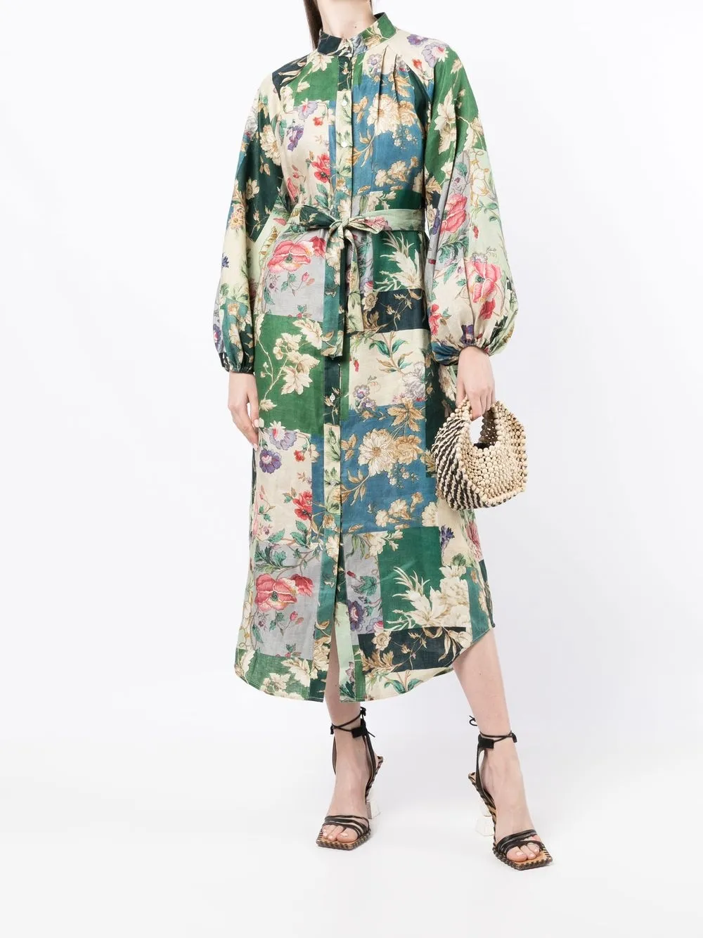 alemais loretta shirt dress Alemais Loretta Patchwork Midi Dress