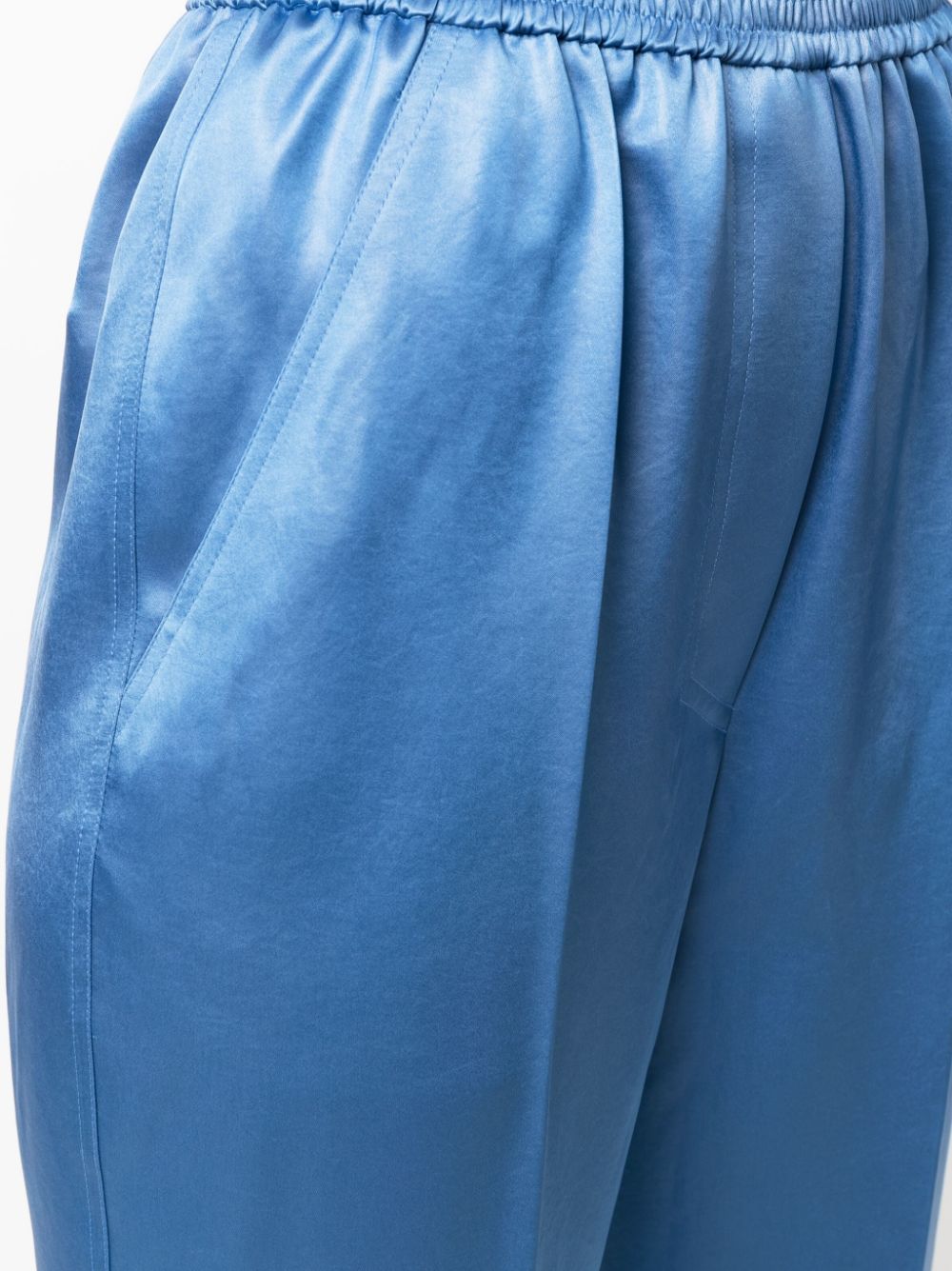 Shop Nanushka Tapered Satin Trousers In Blue
