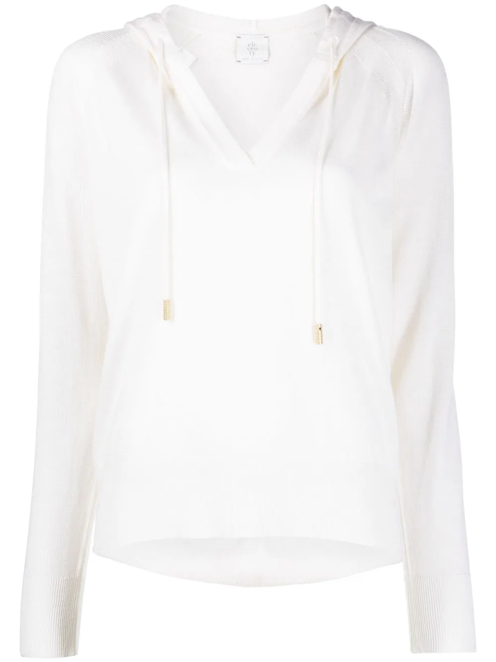 

Eleventy silk-wool blend knitted hoodie - White