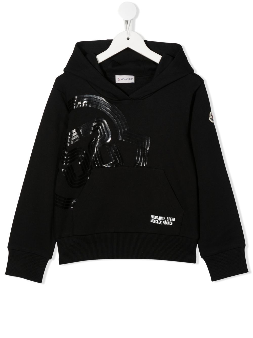 Shop Moncler Logo-print Cotton Hoodie In Black