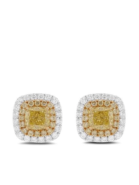 HYT Jewelry 18kt white and yellow gold diamond stud earrings