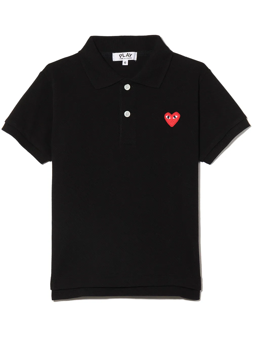 

Comme Des Garçons Play Kids playera tipo polo con parche de corazón - Negro