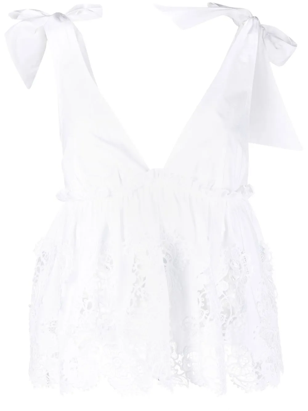 

P.A.R.O.S.H. floral-lace peplum blouse - White