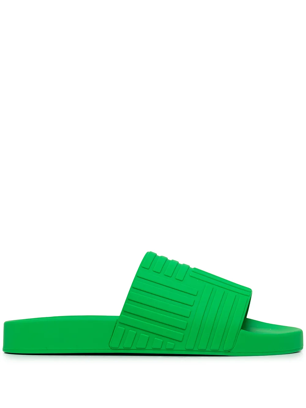 Bottega Veneta Debossed Rubber Slides In Verde