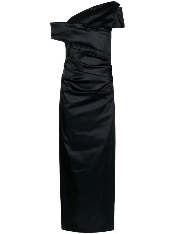 Talbot Runhof Draped Off Shoulder Gown 