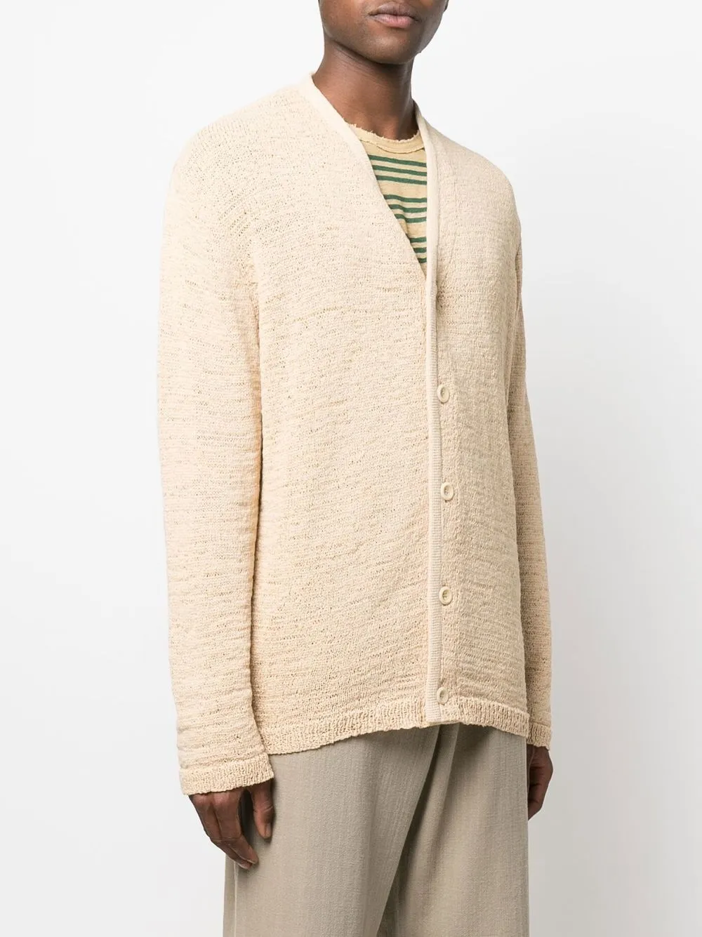 textured-knit V-neck cardigan