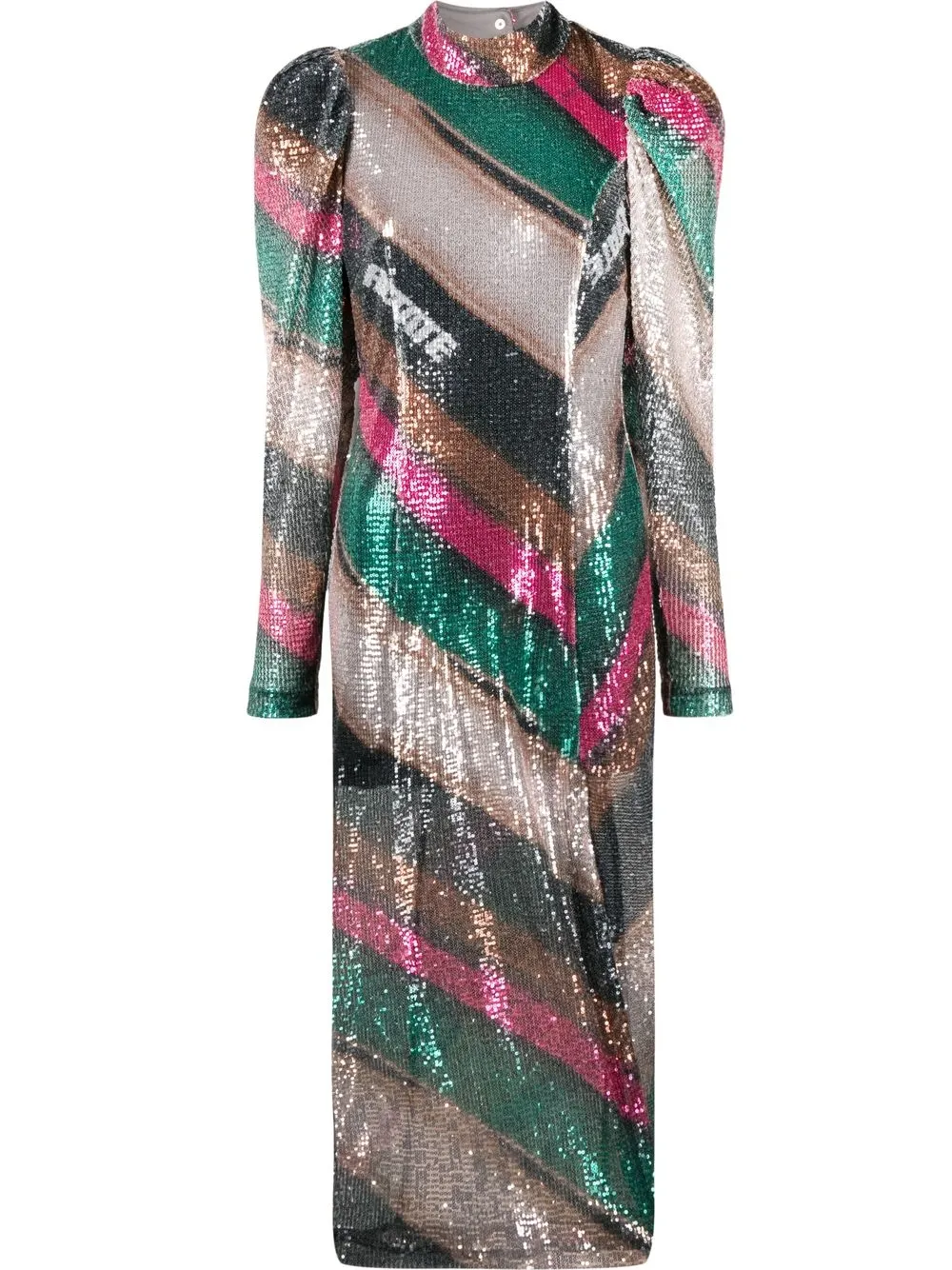

ROTATE Theresa sequin-stripe midi dress - Green