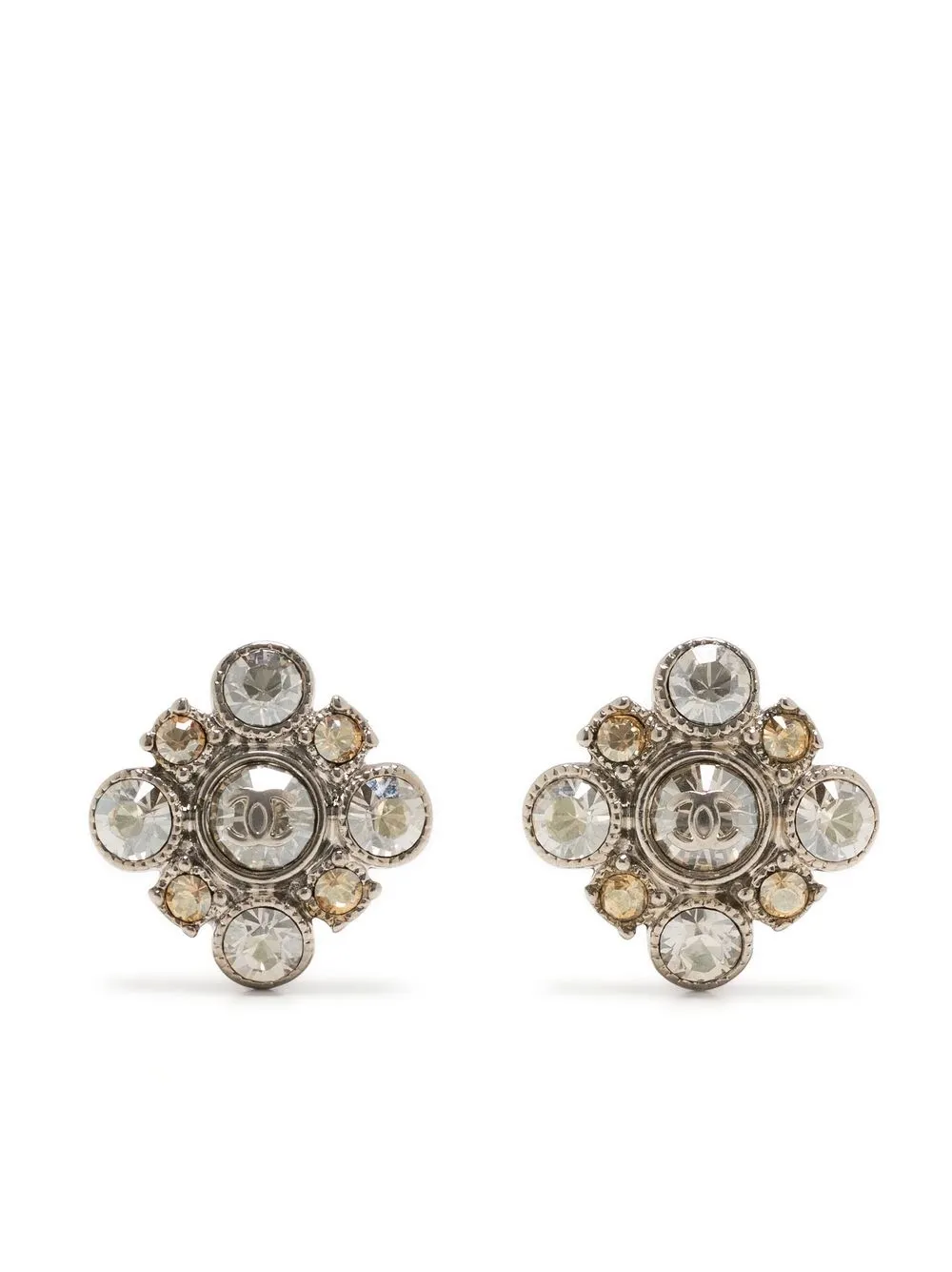 2000s CC rhinestone-embellished post-back earrings