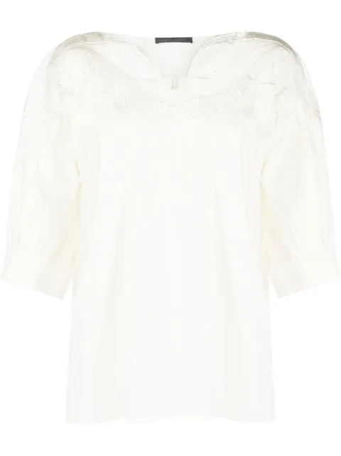 Alberta Ferretti blouse froncée à empiècements en dentelle