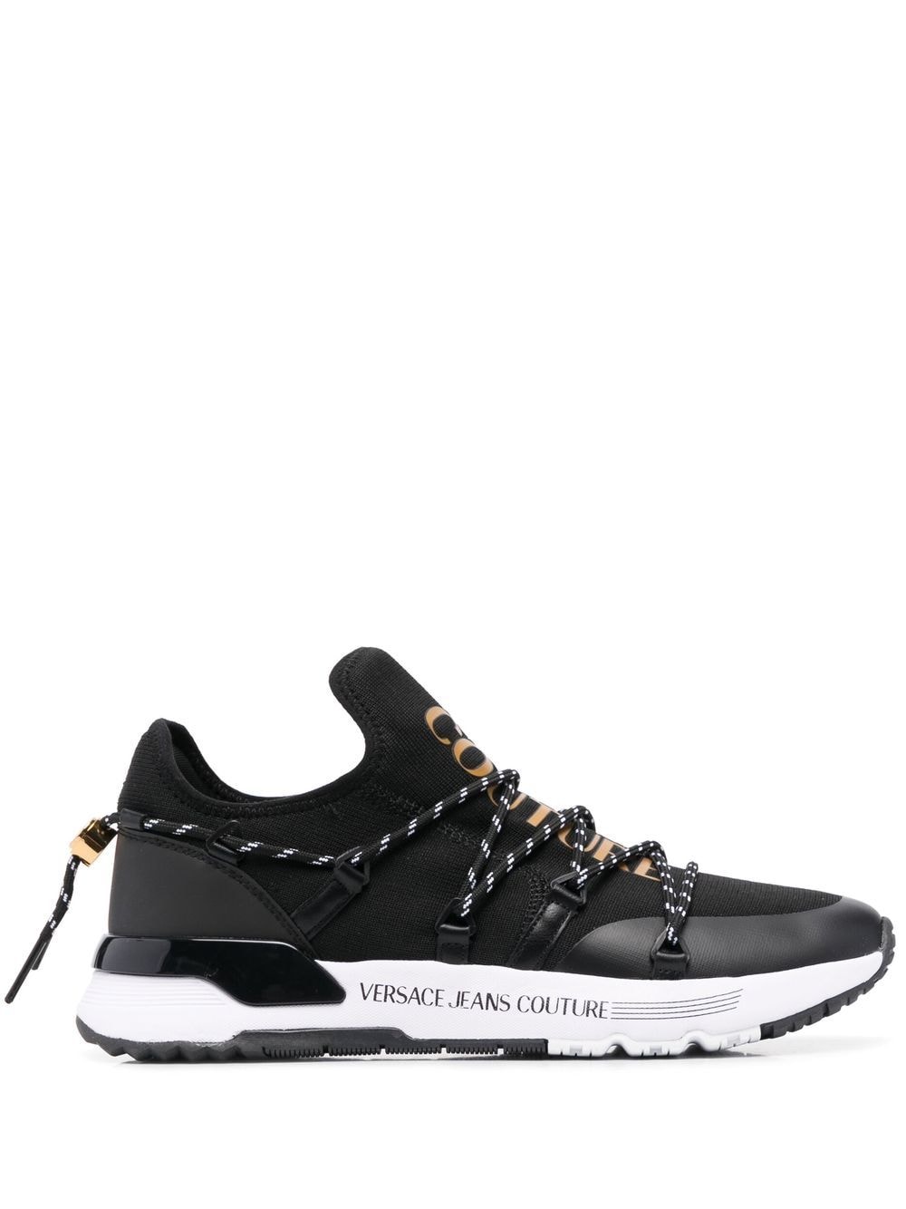 Versace Jeans Couture Logo-print Knit Sneakers In Black | ModeSens