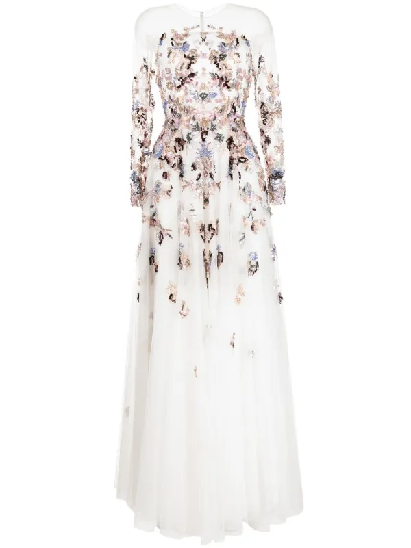 Saiid Kobeisy Beaded Tulle Evening Gown Farfetch