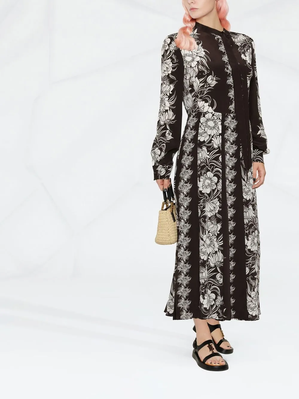 Valentino Garavani Maxi-jurk met bloemenprint - Bruin
