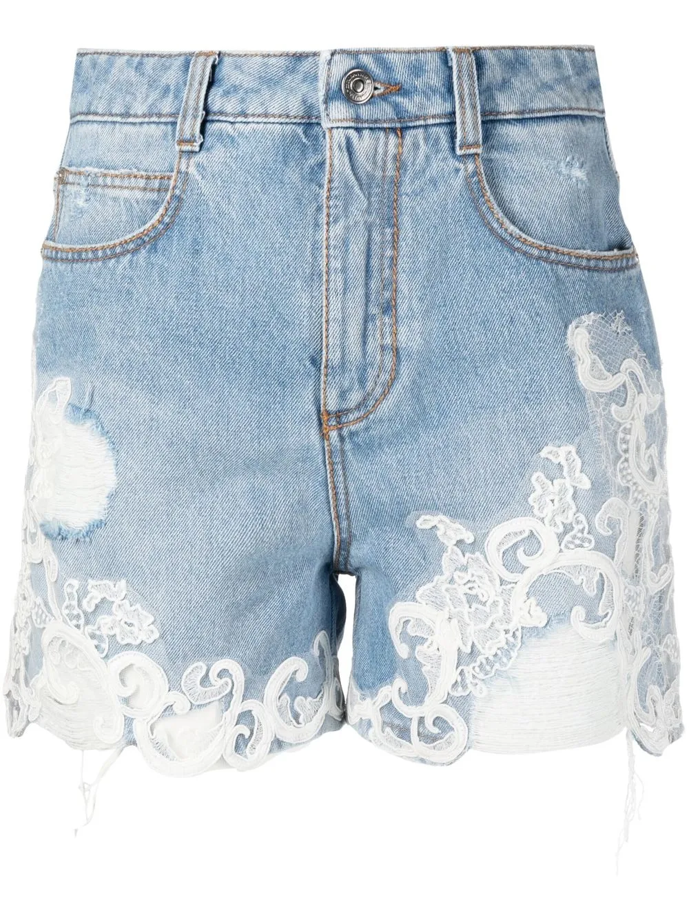 

Ermanno Scervino shorts de mezclilla con detalle de encaje - Azul