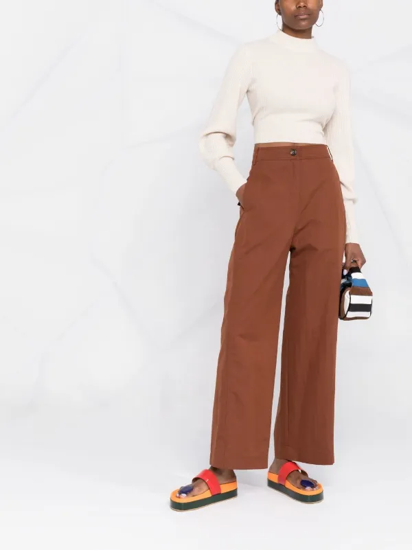high-waist wide-leg Trousers - Farfetch