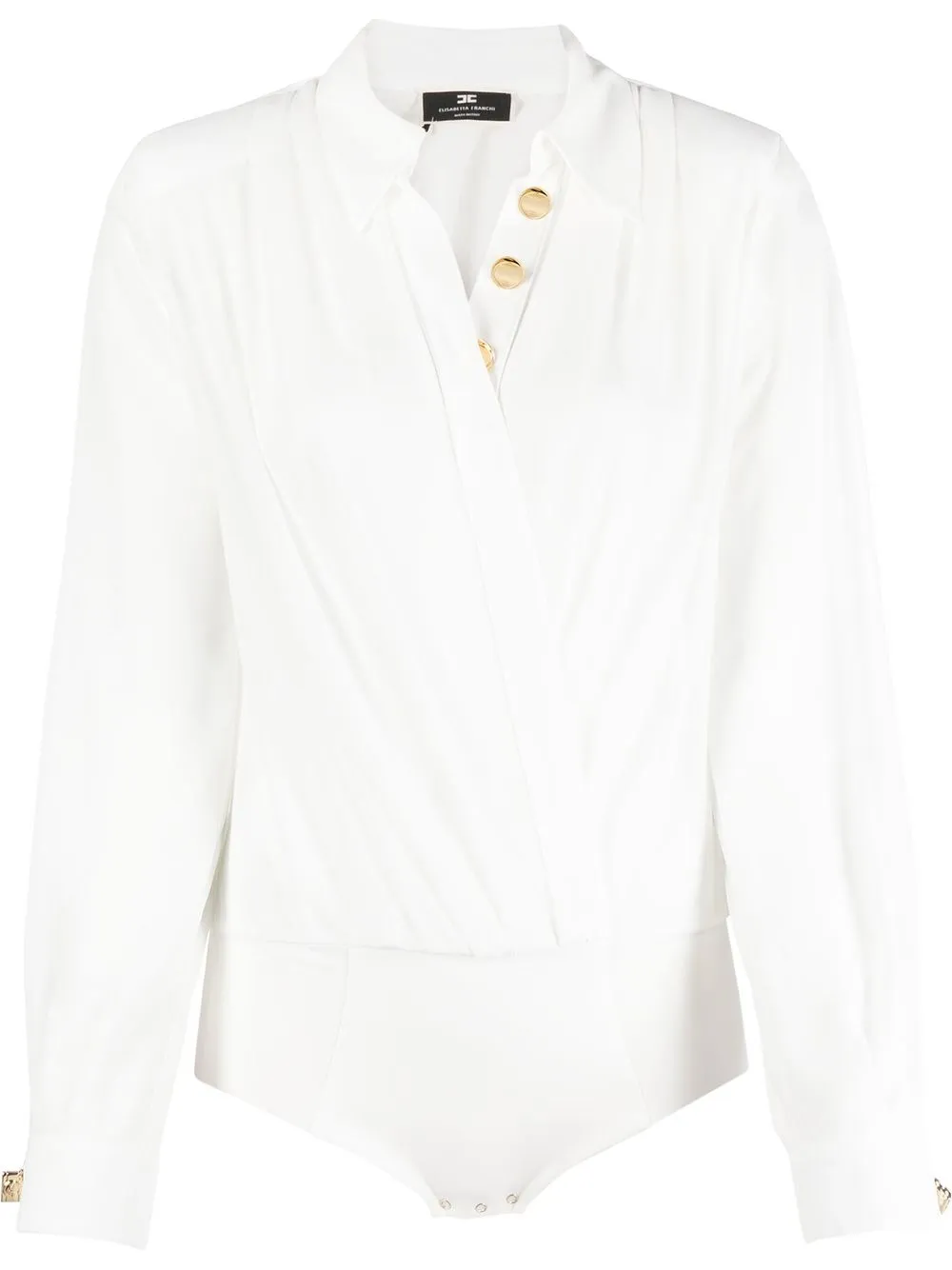 

Elisabetta Franchi crossover-neck draped bodysuit - White