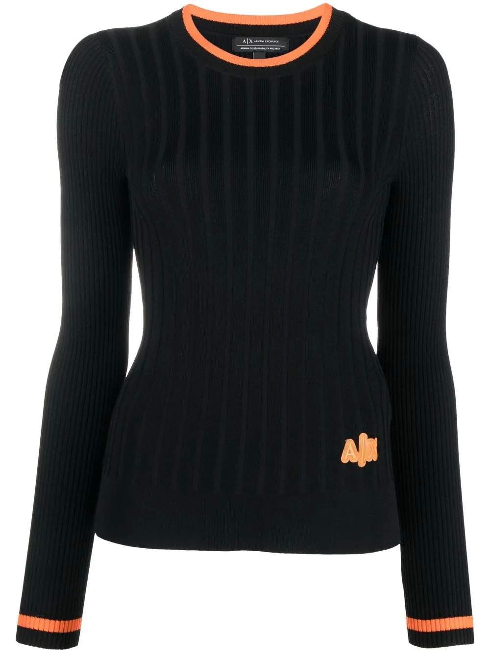

Armani Exchange logo-patch ribbed-knit jumper - Black