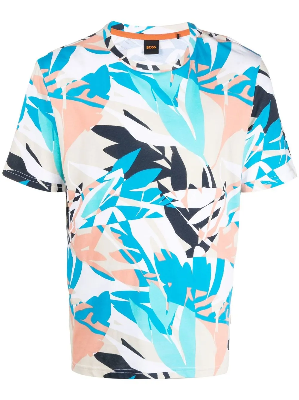 

BOSS leaf-print short-sleeve T-shirt - Blue