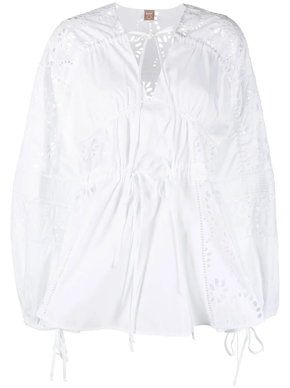 

BOSS broderie-anglaise V-neck blouse - White