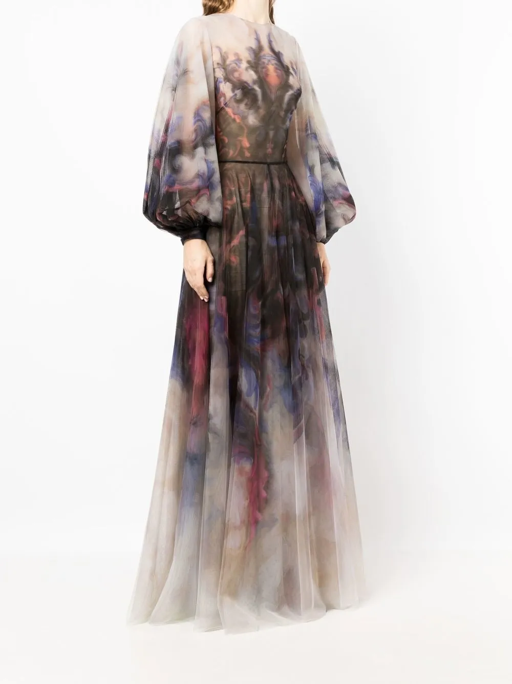 Saiid Kobeisy Printed Evening Gown In Black