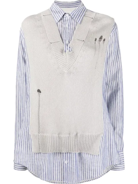 Maison Margiela layered knit-detail shirt