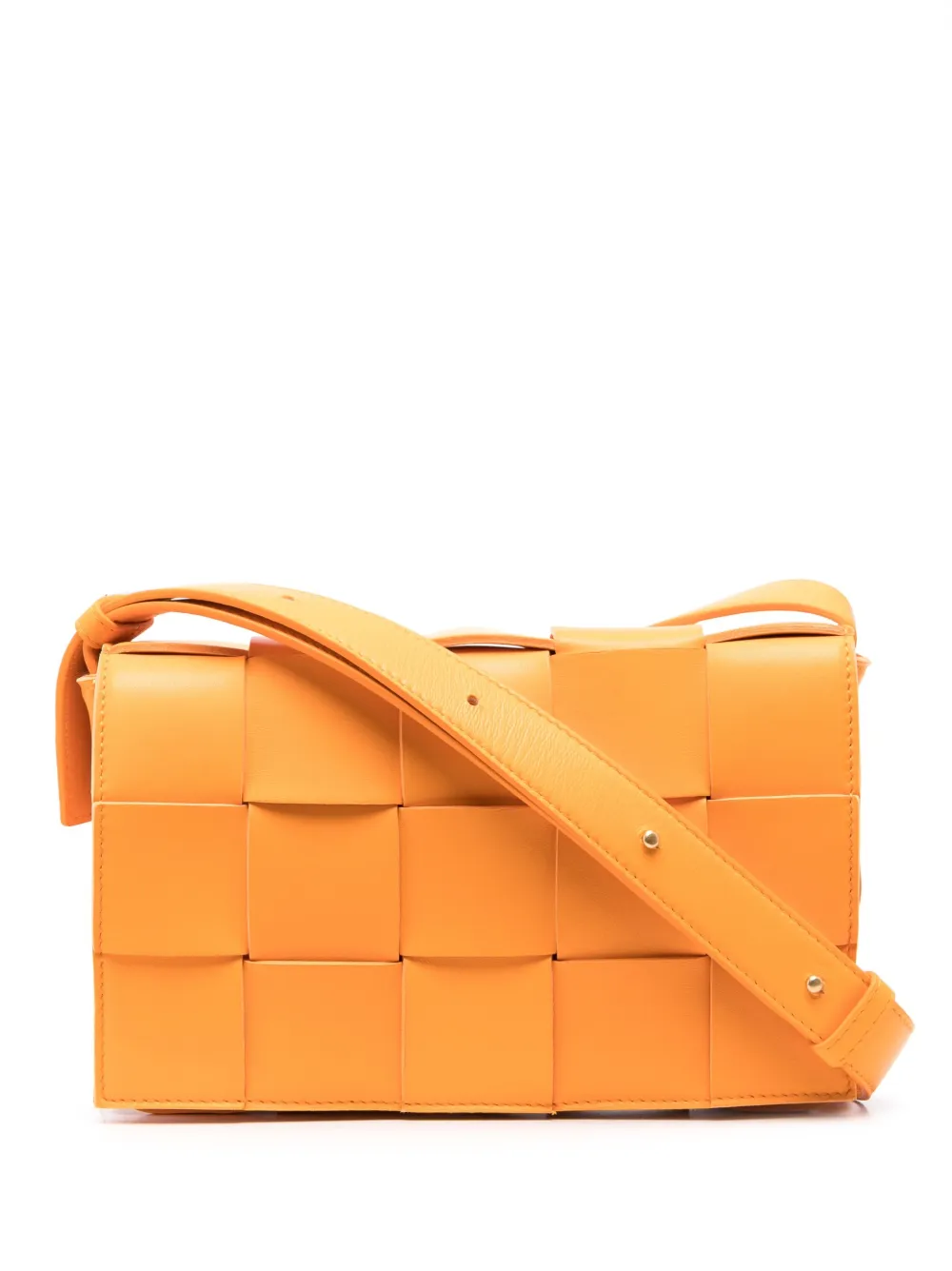 Bottega Veneta The Cassette Intrecciato Crossbody Bag In Orange