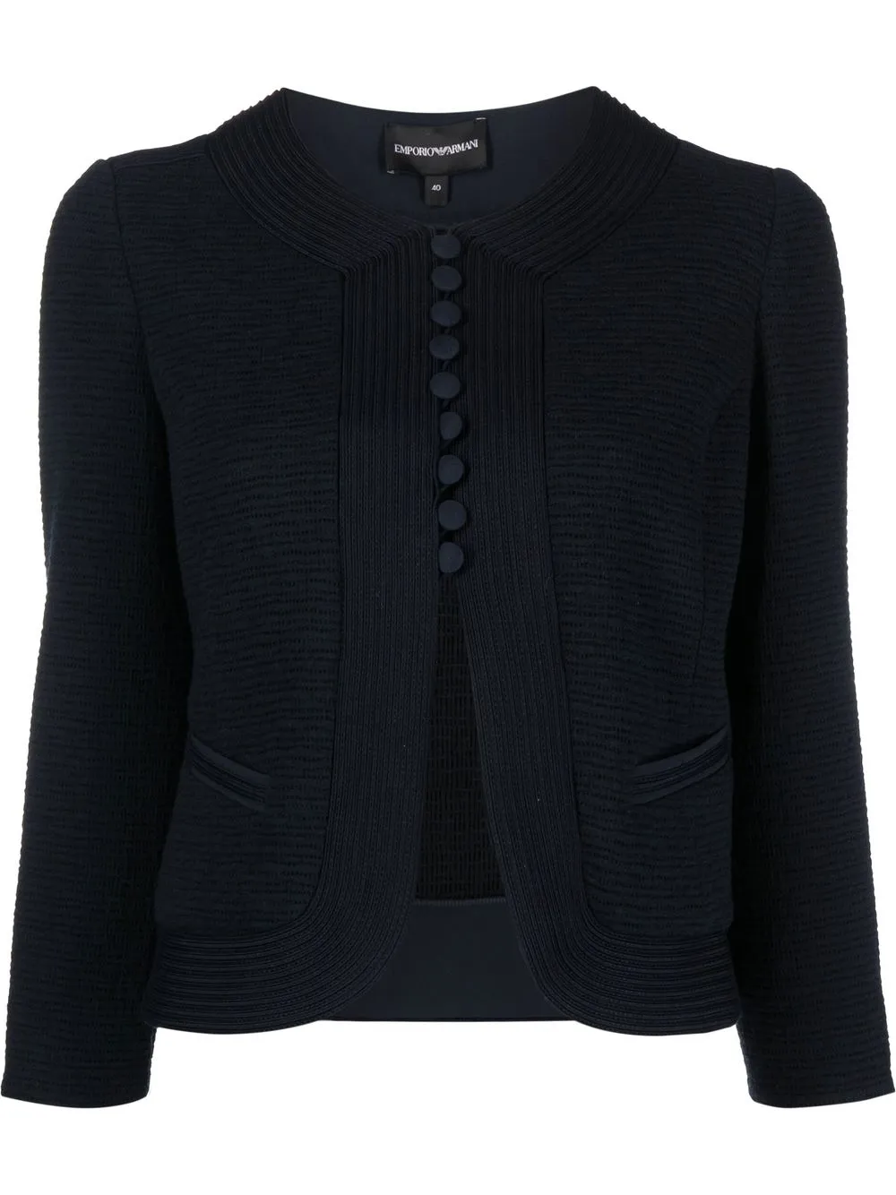 

Emporio Armani chamarra corta de canalé - Azul