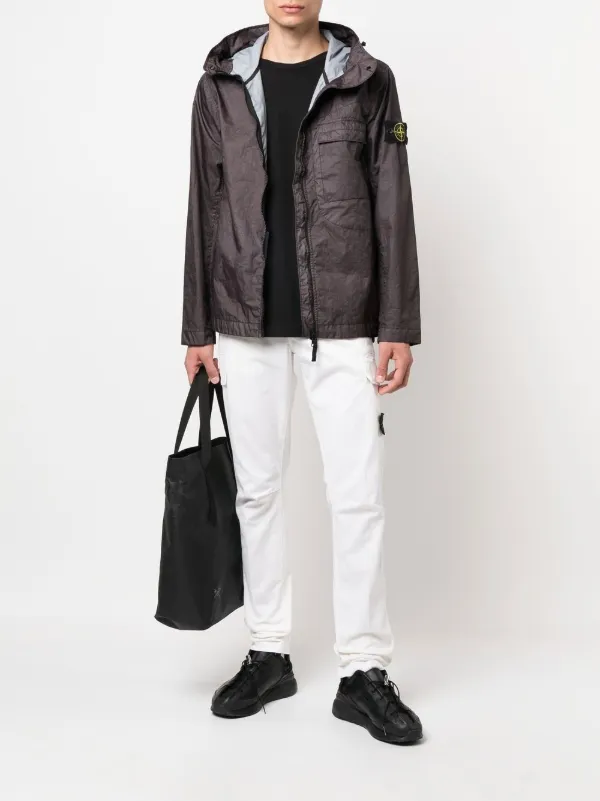 Stone Island Compass-patch Hooded Windbreaker - Farfetch
