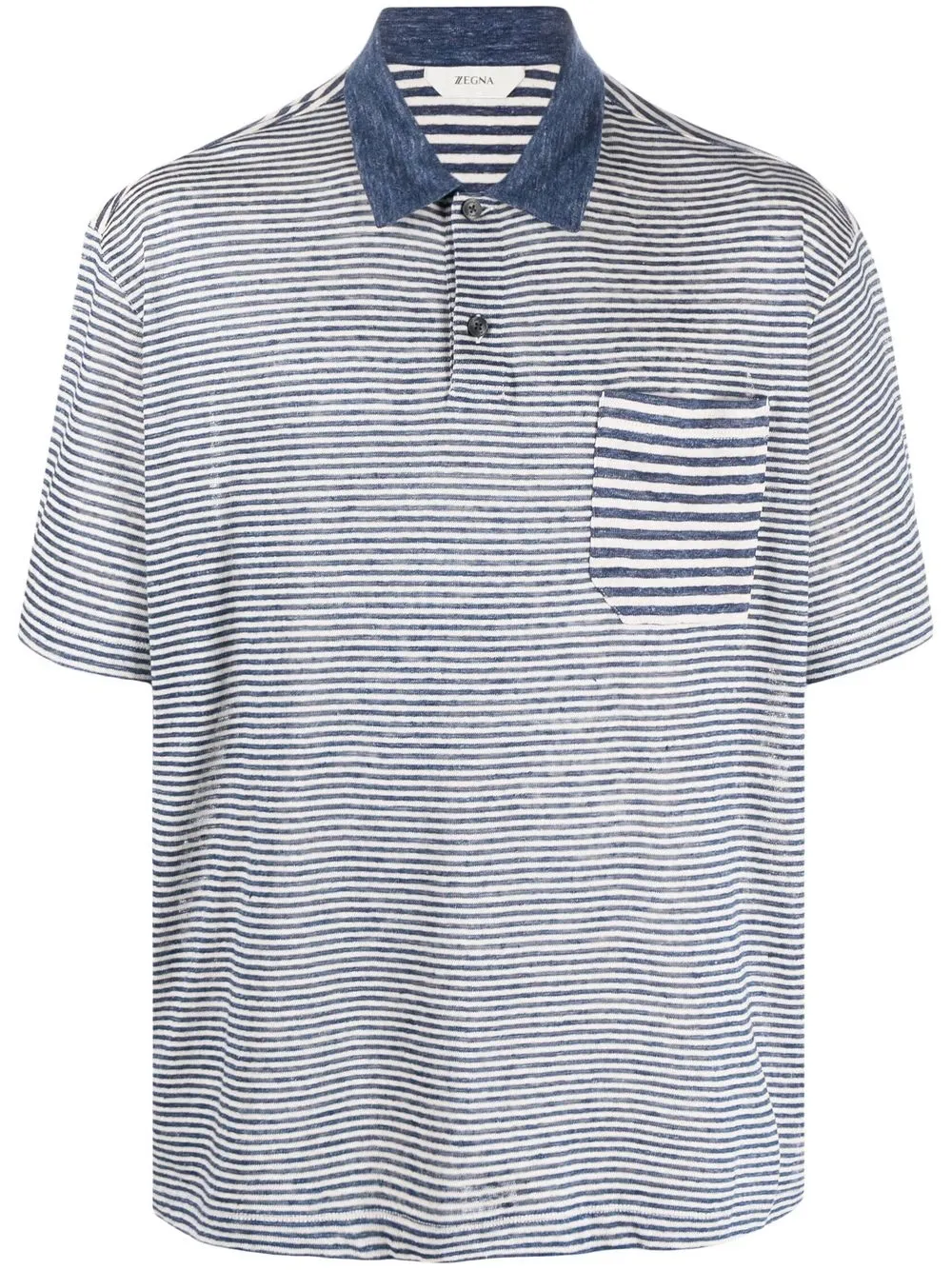 

Zegna camisa tipo polo de mezclilla a rayas - Azul