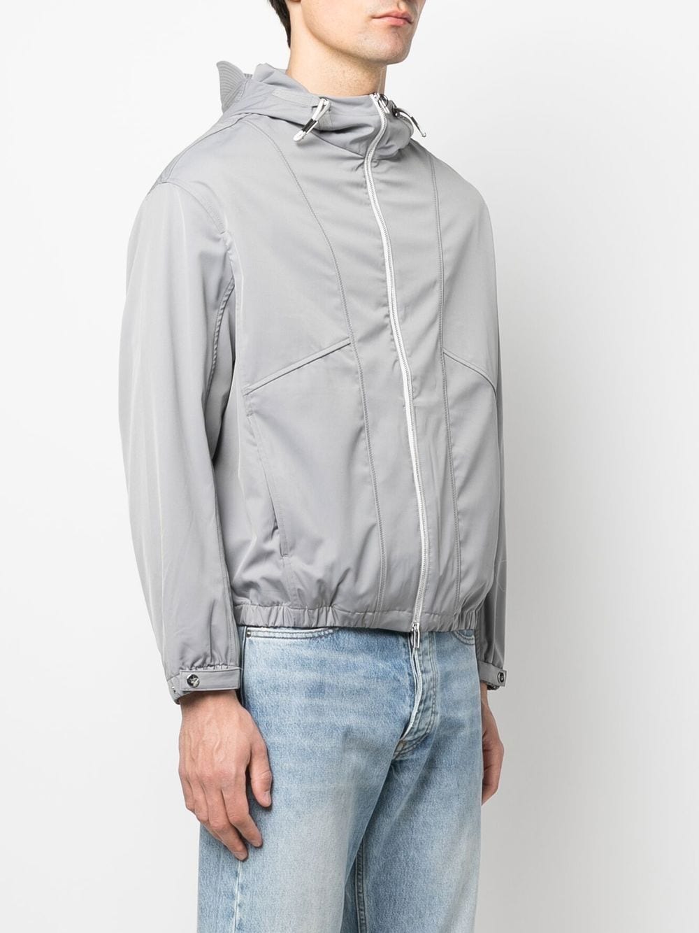 Shop Emporio Armani Zip-up Hooded Shell Jacket In Grau