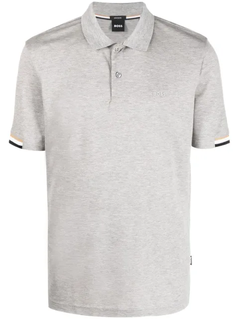 BOSS stripe-collar short sleeved polo shirt 