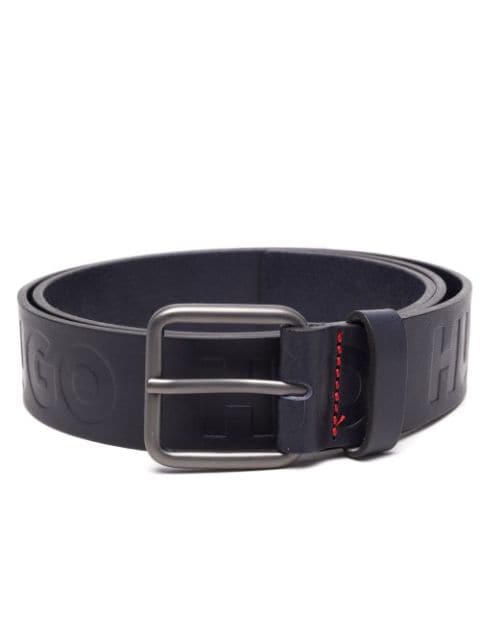 HUGO - embossed-logo leather belt