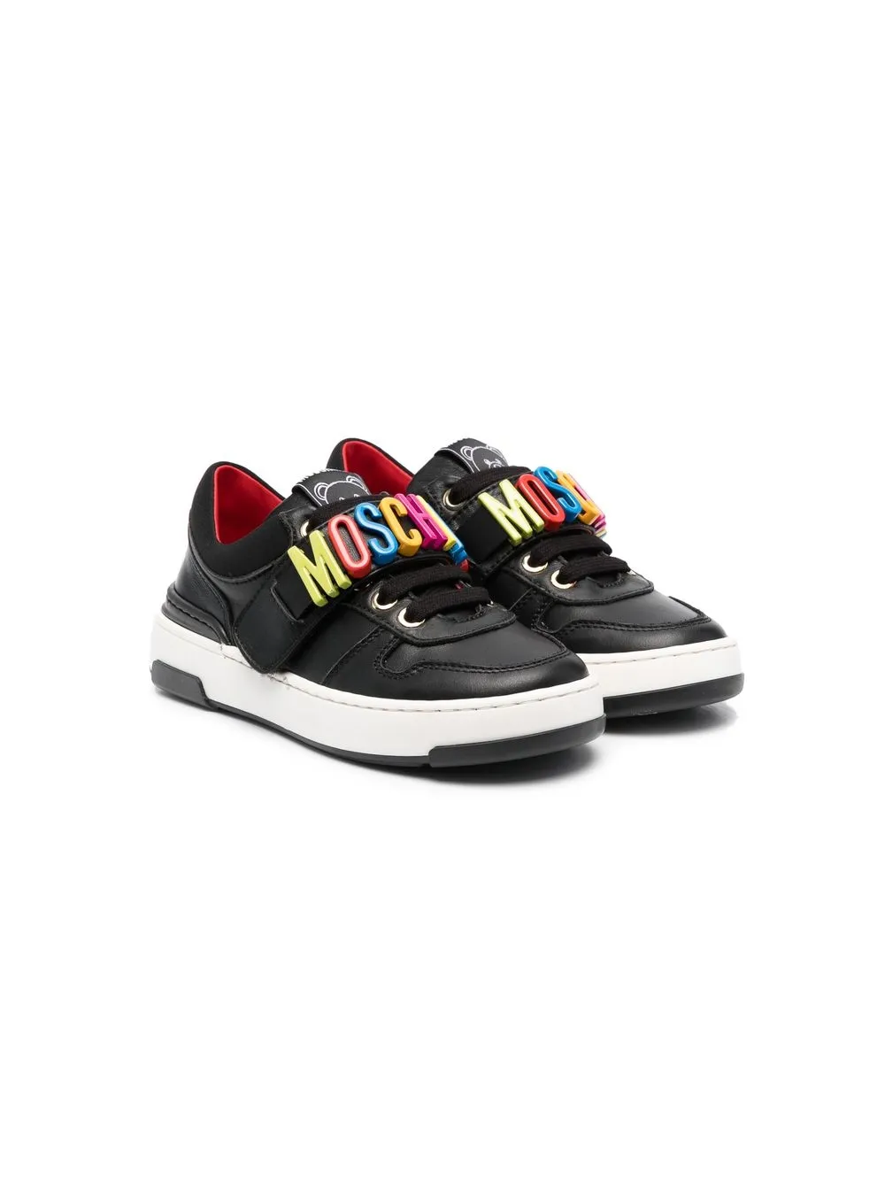 

Moschino Kids logo-lettering leather sneakers - Black