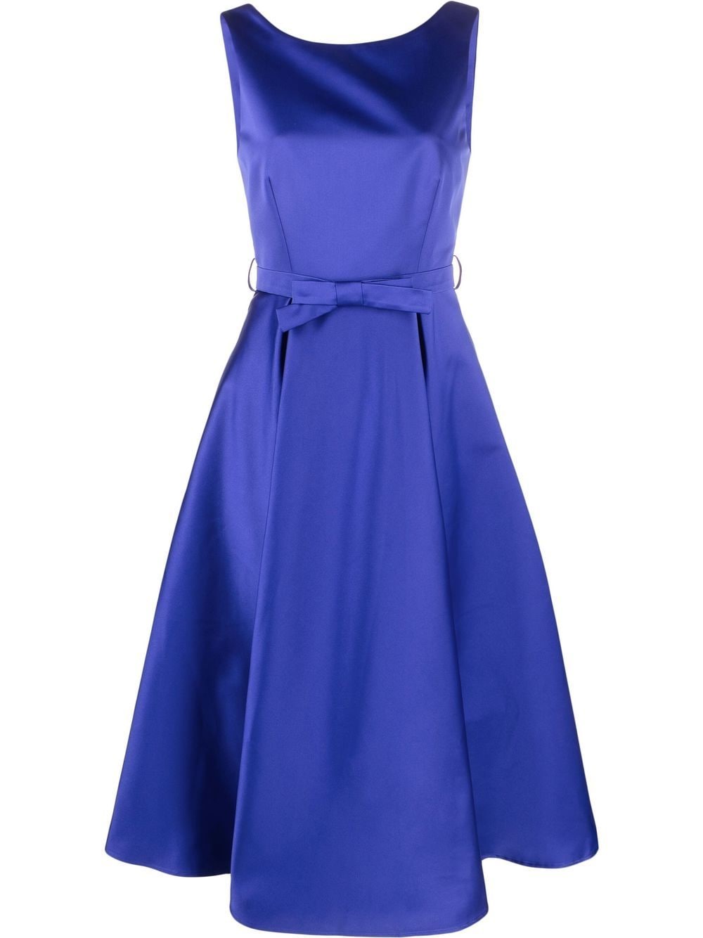 Shop P.a.r.o.s.h Bow-detail Satin Midi Dress In Blue