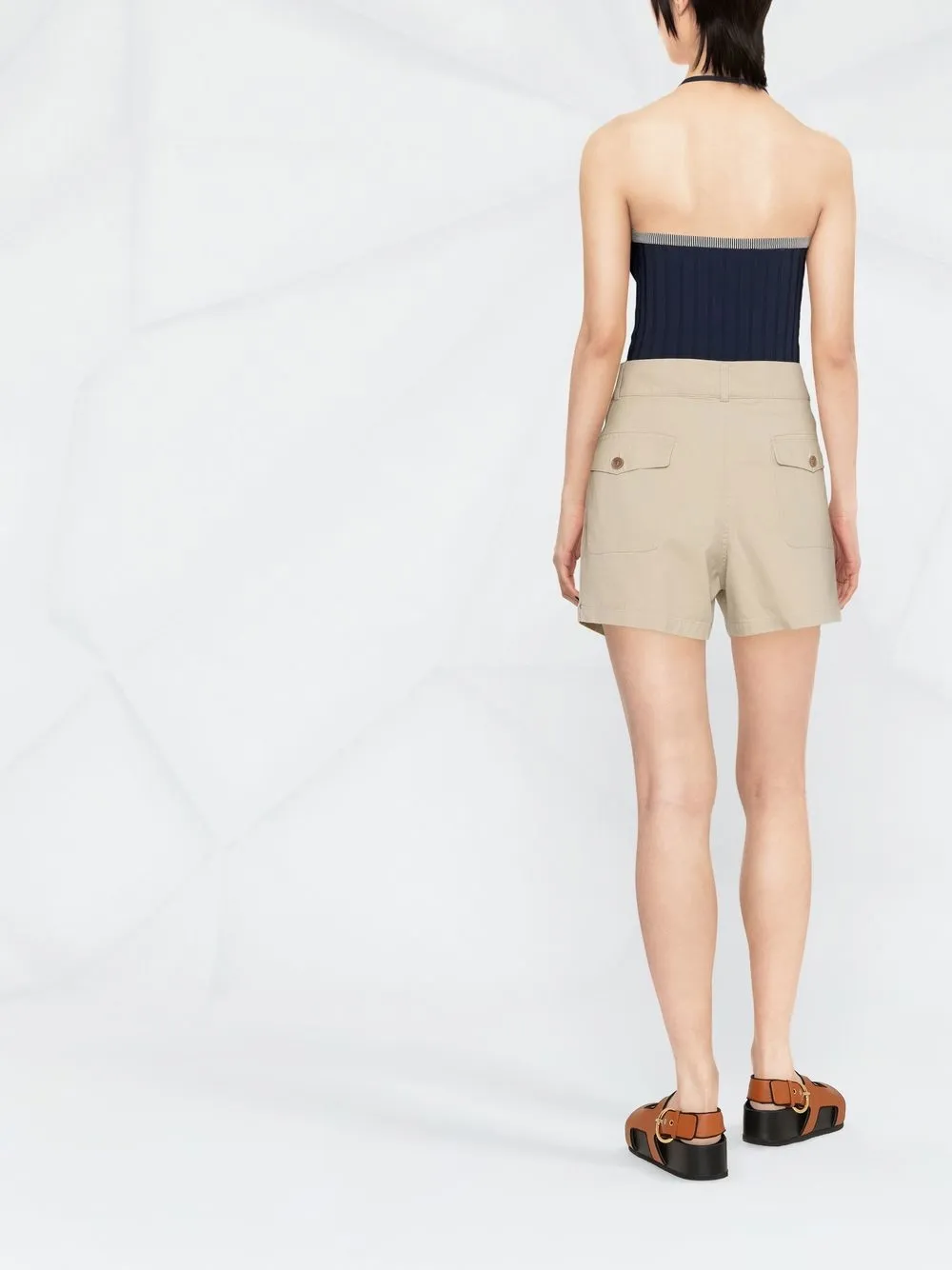 Aspesi High-waist Wide-leg Shorts In Neutrals