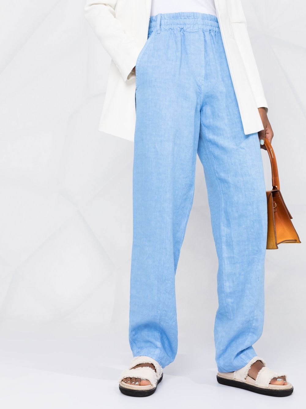 Shop Aspesi High-waisted Straight Trousers In Blau