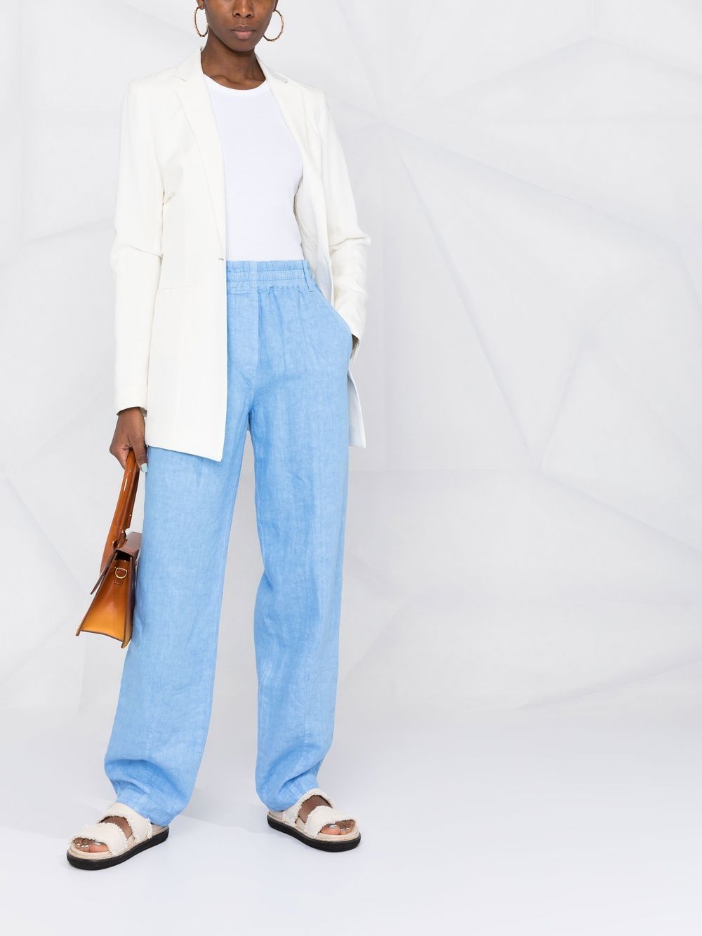 Shop Aspesi High-waisted Straight Trousers In Blau