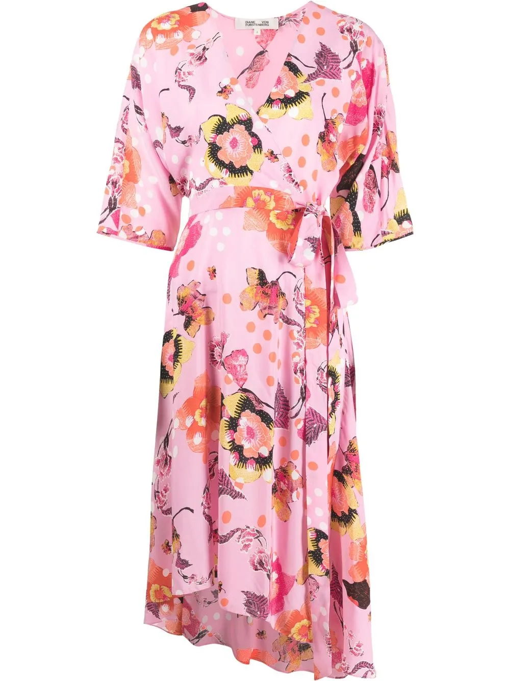 

DVF Diane von Furstenberg vestido cruzado con estampado floral - Rosado