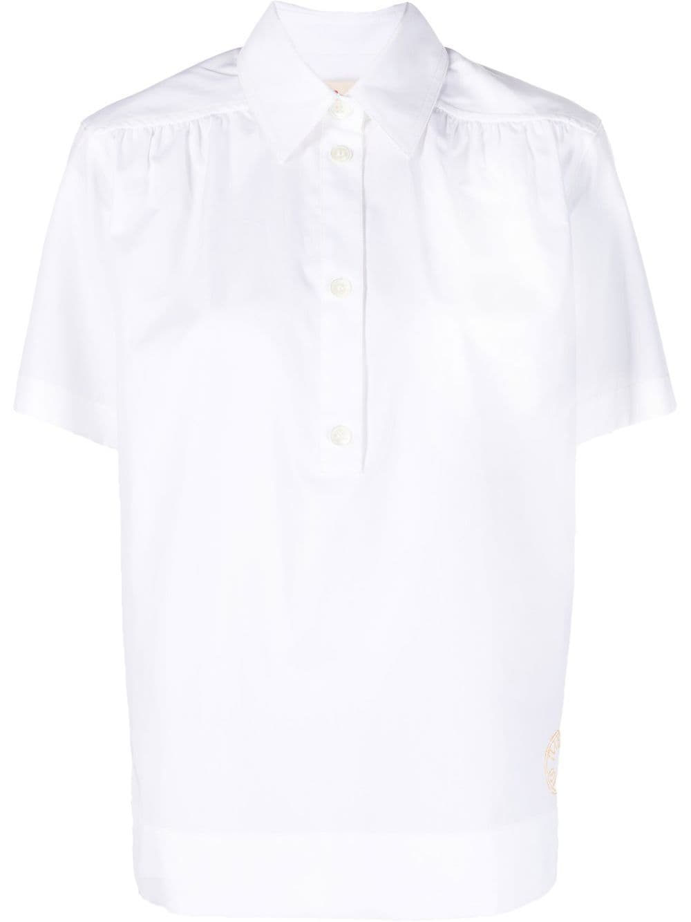 Marni ruched cotton short-sleeve shirt - White