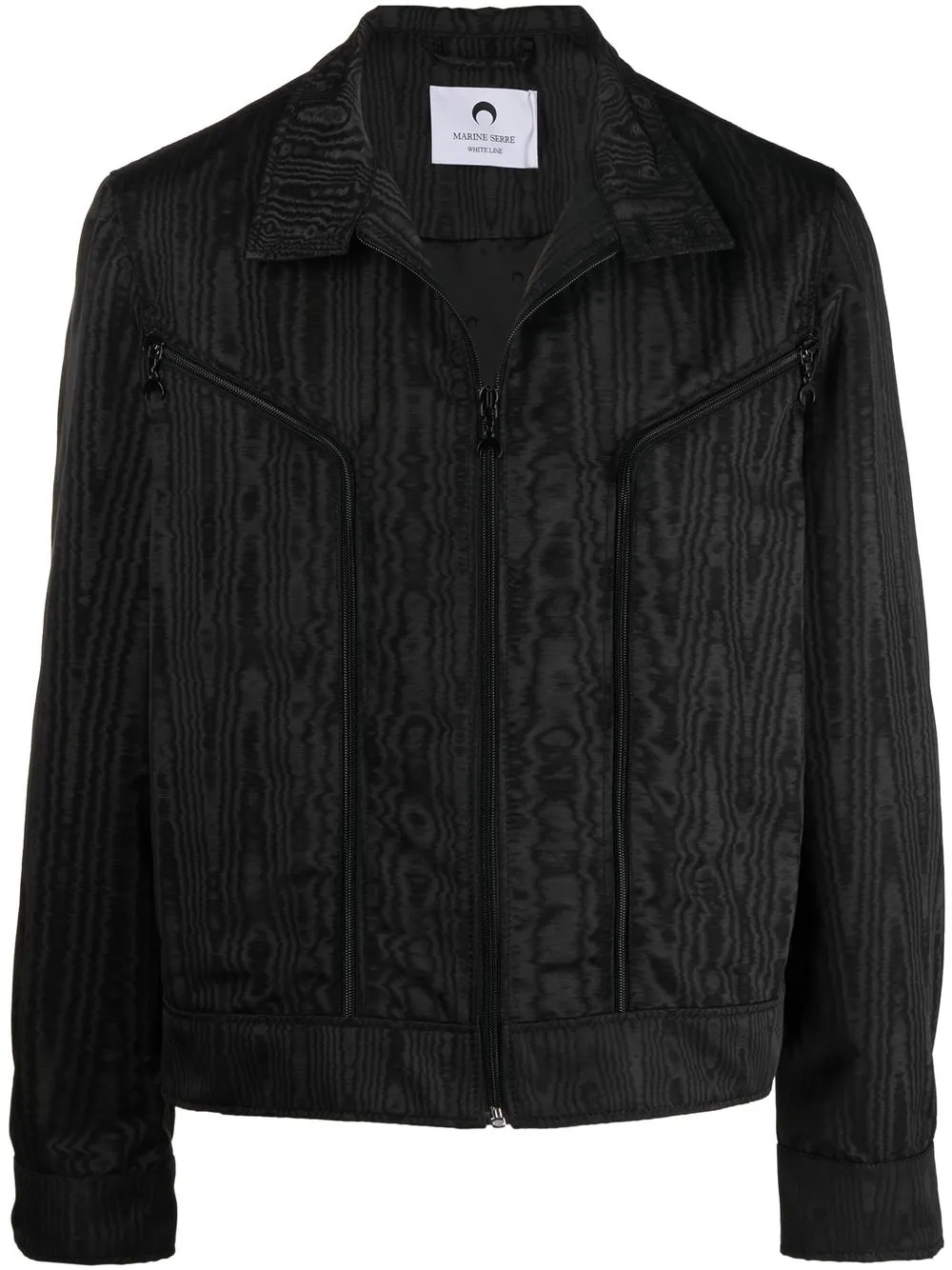 Marine Serre Moire Effect Zip-up Jacket In Black | ModeSens