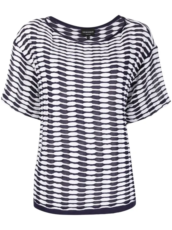 Emporio Armani Textured-knit T-shirt in White